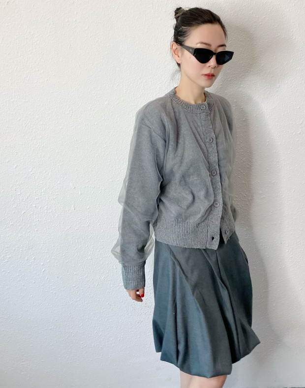 Grey Organza Cardigan #241236